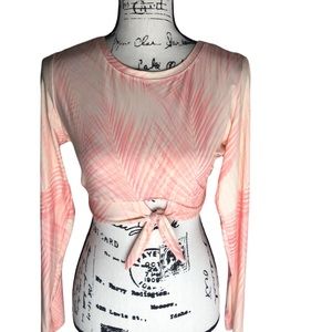 Carrie Underwood Cropped Long Sleeve Tropical Top